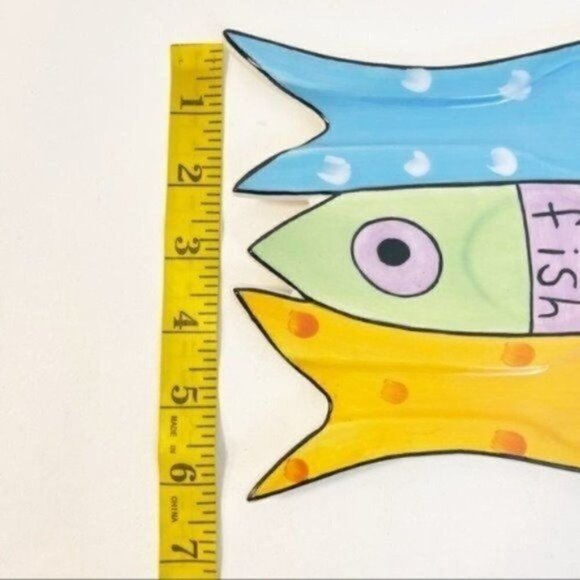 Sandra Magsamen For Silvestri Fish Fish Fish Ceramic Spoon Rest 9” X 6” - Picture 7 of 8